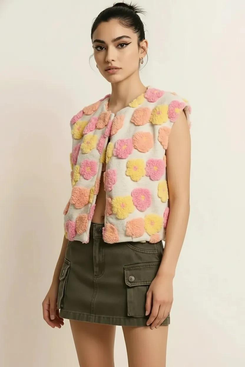 flower teddy vest