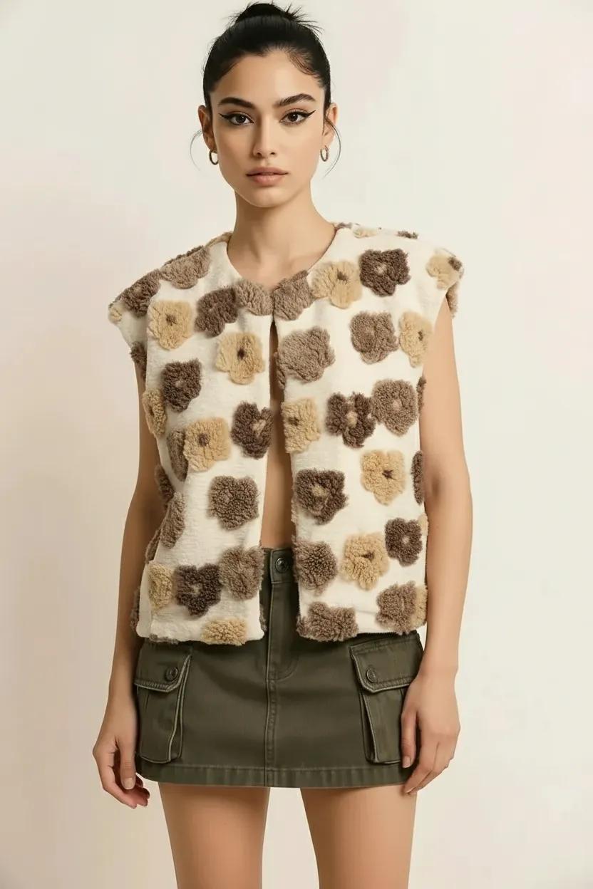 flower teddy vest