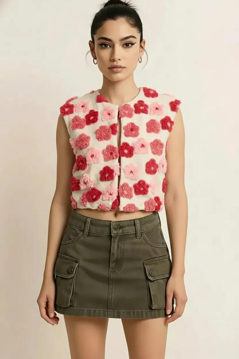 flower teddy vest