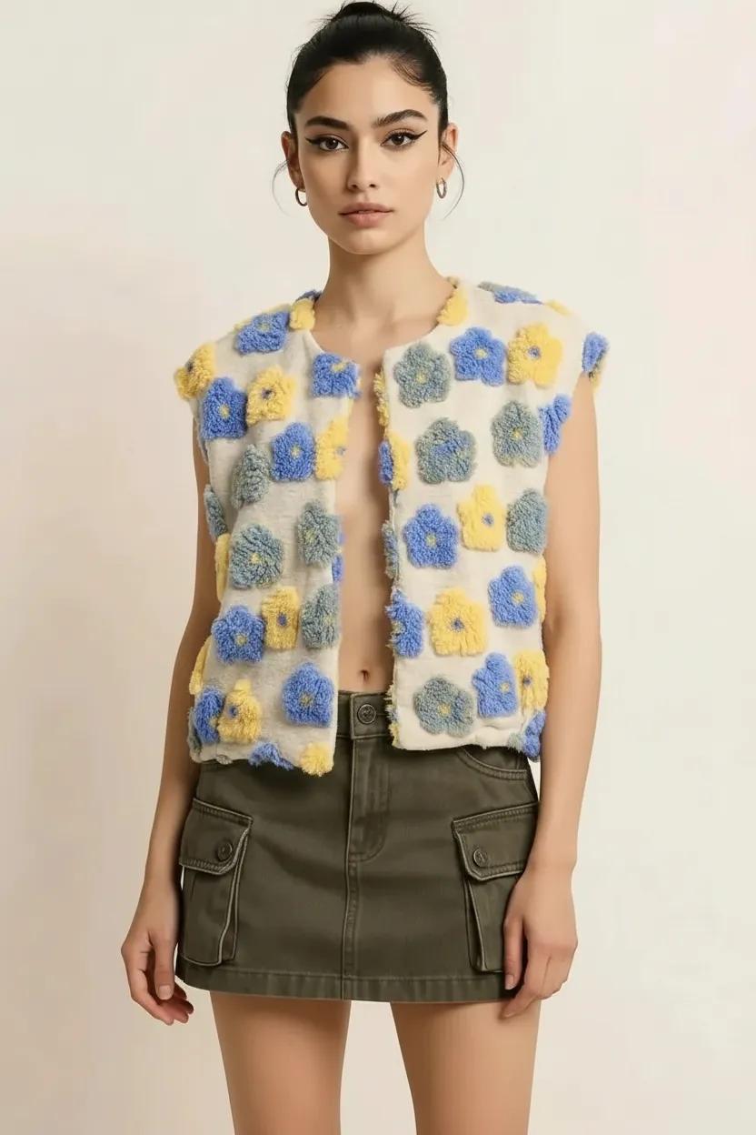 flower teddy vest